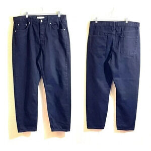 Topman Size 36 x 32 Relaxed Fit Jeans Black Button-Fly Denim Cotton Pants NEW